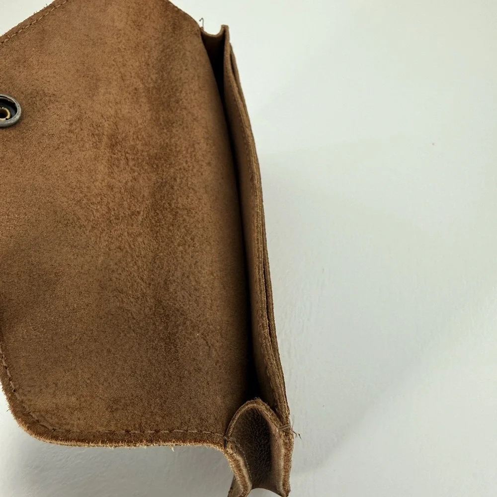 Hide & Drink Full Grain Leather Envelope Wallet Clutch Snap Brown Rustic Pouch